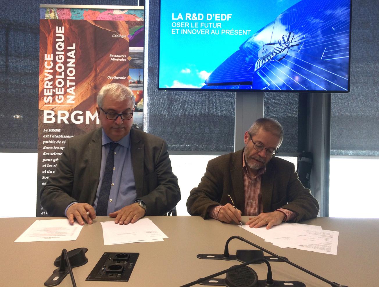 Signature de l’avenant prolongeant et étendant l’accord-cadre de partenariat entre EDF et le BRGM 