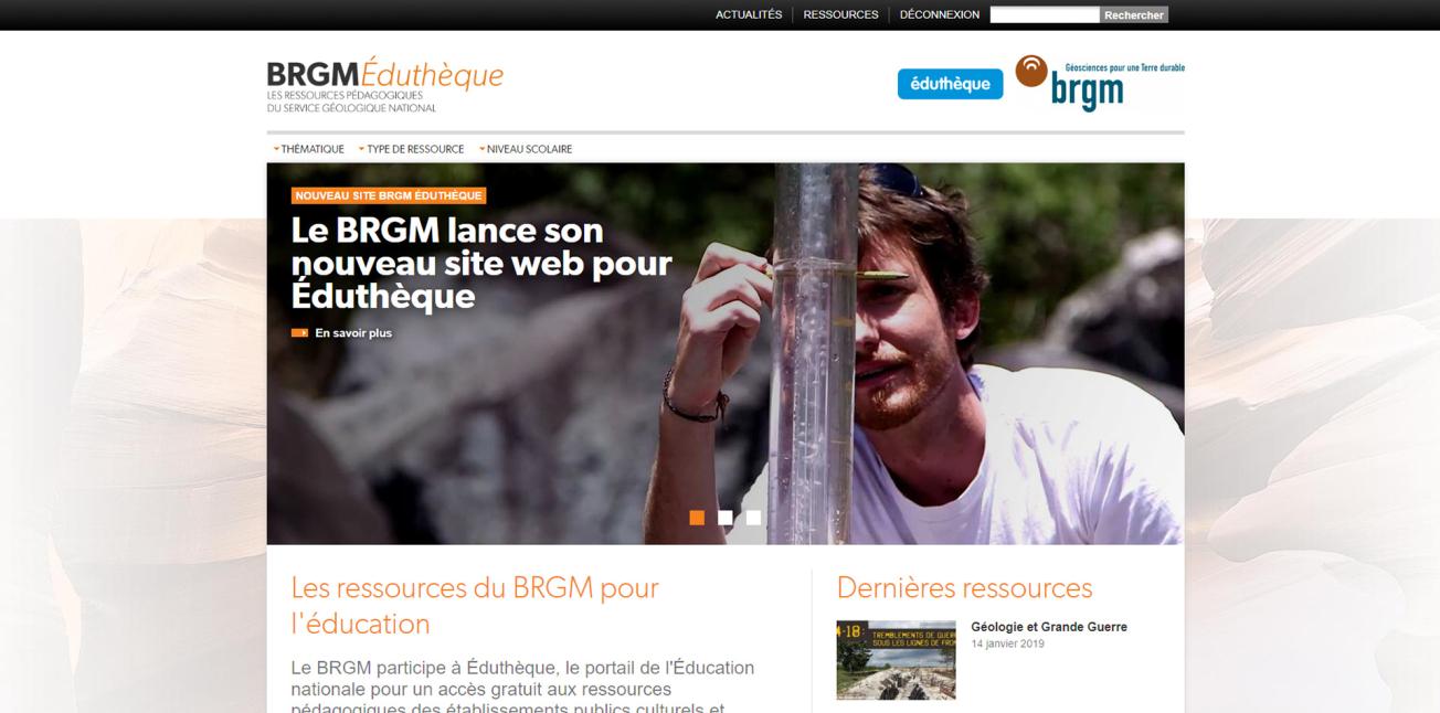 The BRGM Éduthèque website homepage 