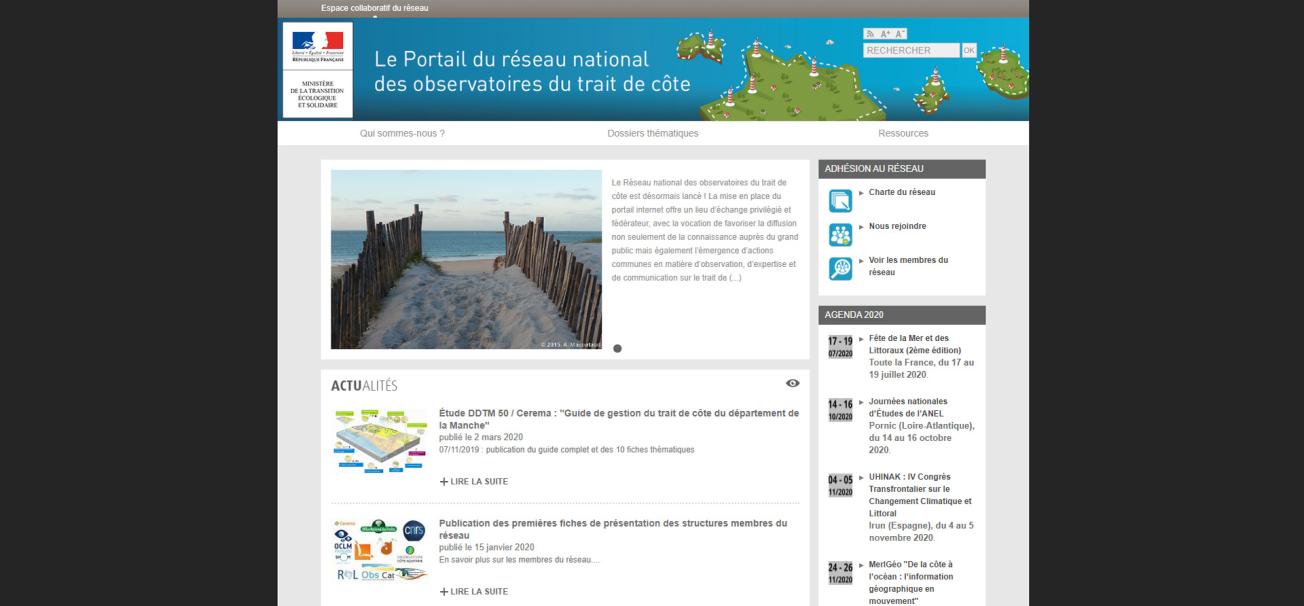 Website of the French national coastline observatories network 