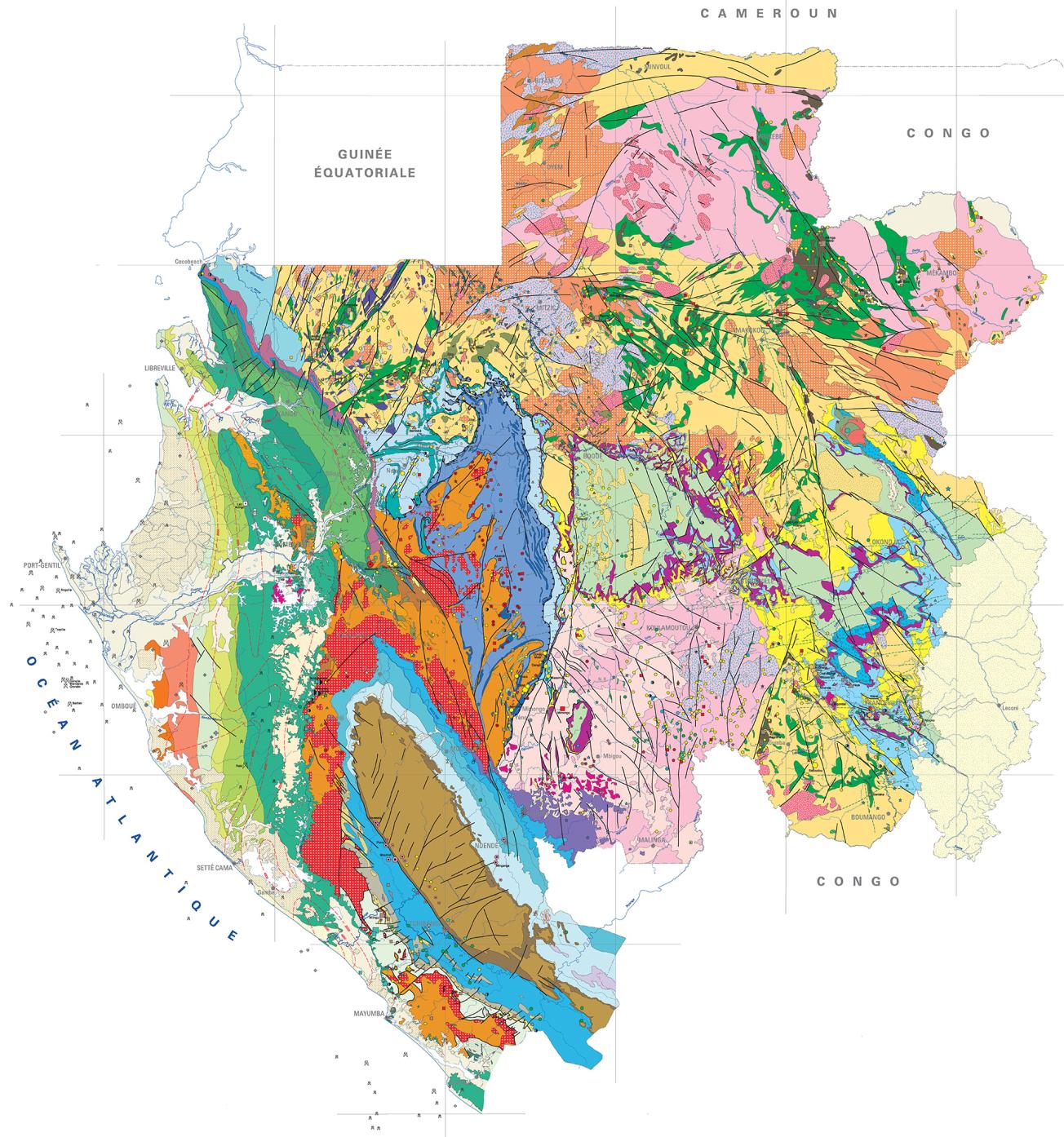 Geological map of the Gabonese Republic