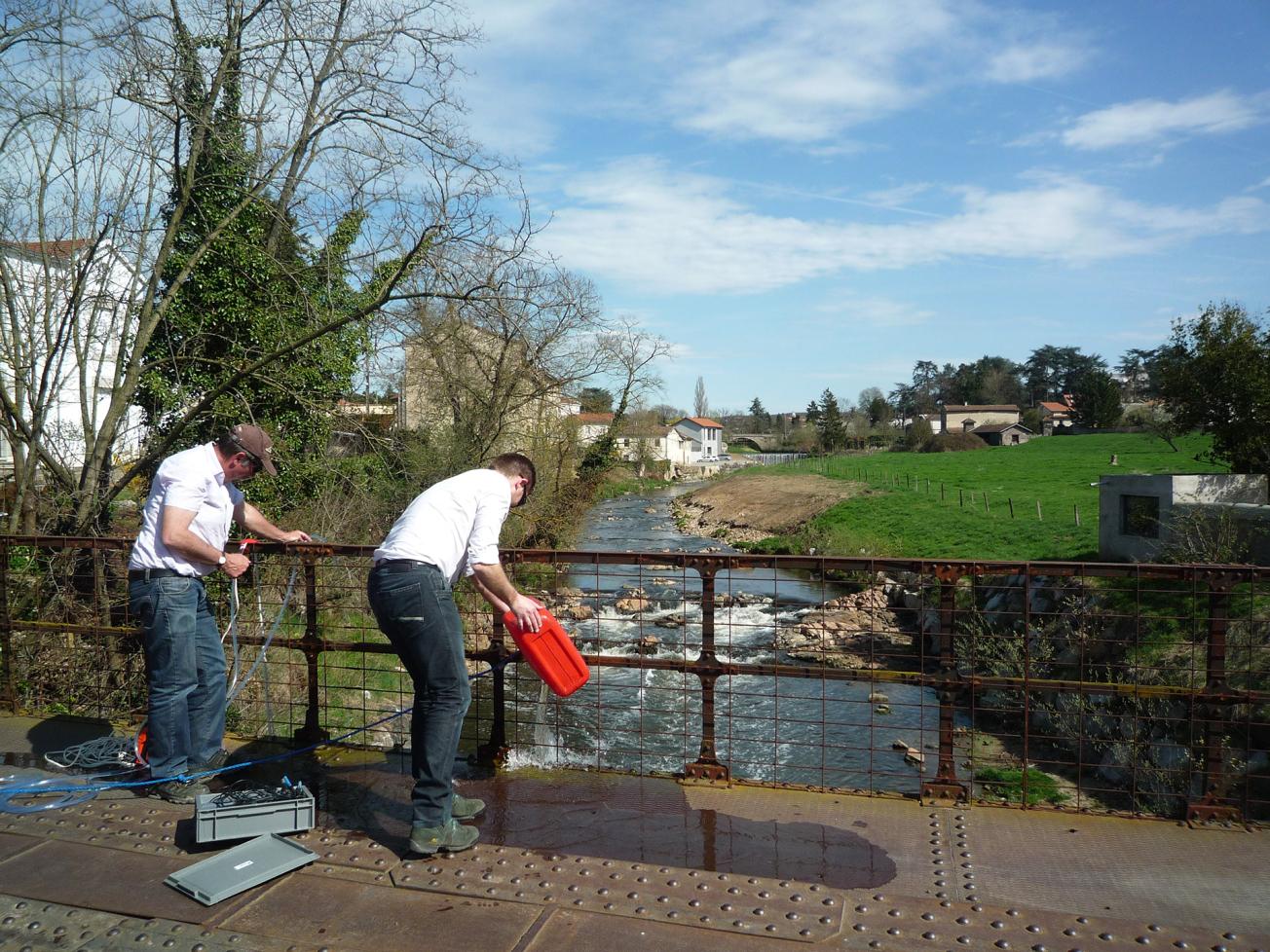 Sampling river water to detect metallic contaminants 
