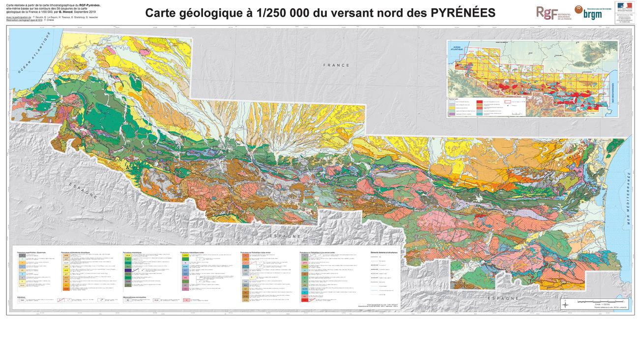 Carte géologique au 1/250 000e des Pyrénées françaises