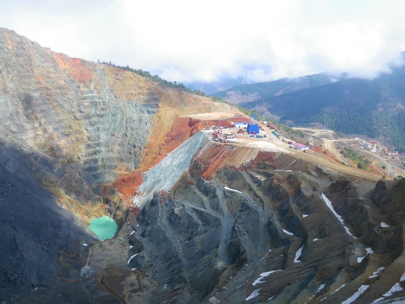 View of the open-pit copper mine, Turkey