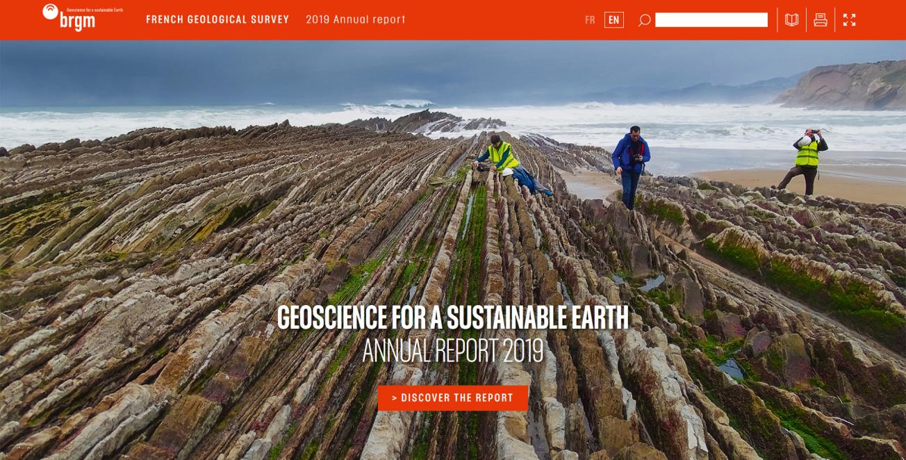 Home page of the digital version of the BRGM 2019 annual report