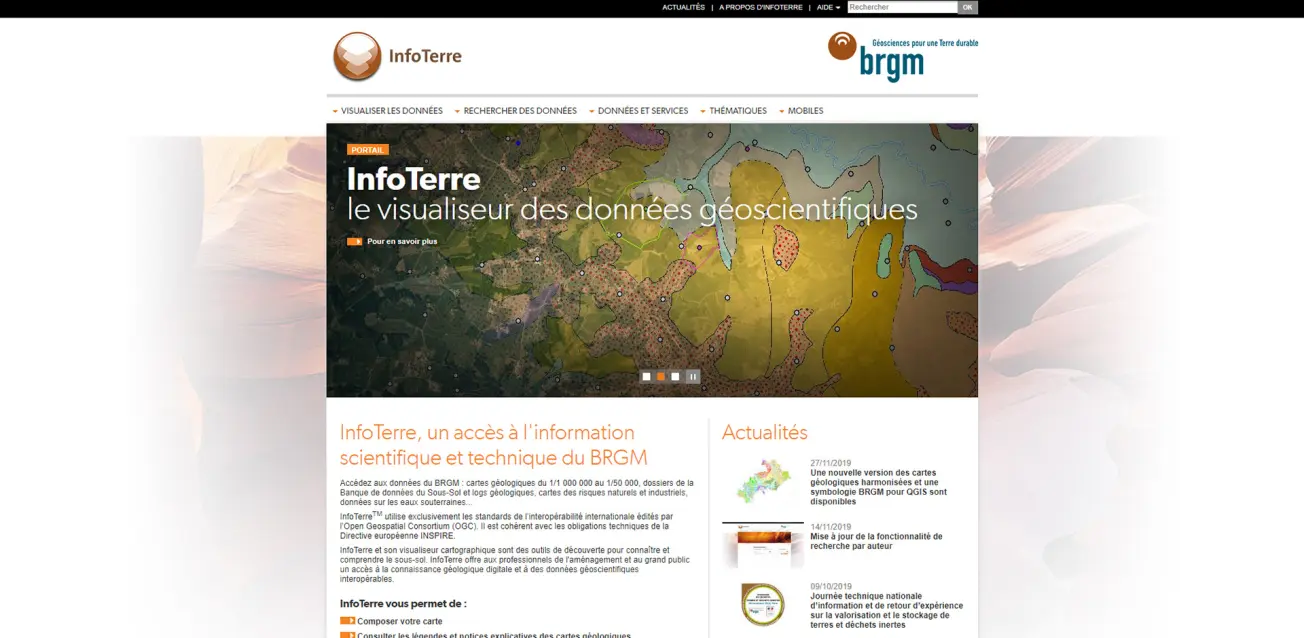 Page d’accueil InfoTerre