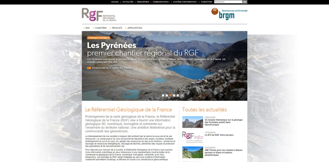Page d’accueil Référentiel Géologique de France