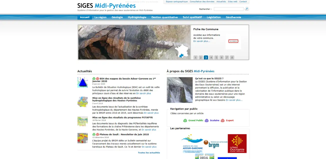 Page d’accueil SIGES Midi-Pyrénées