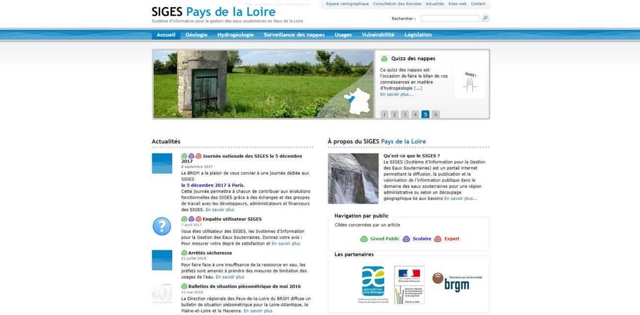 Page d’accueil SIGES Pays de la Loire 