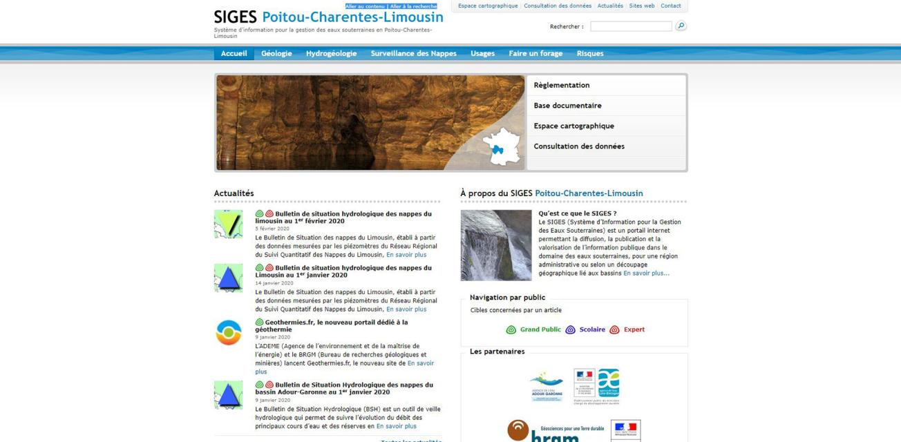 Page d’accueil SIGES Poitou-Charentes-Limousin 