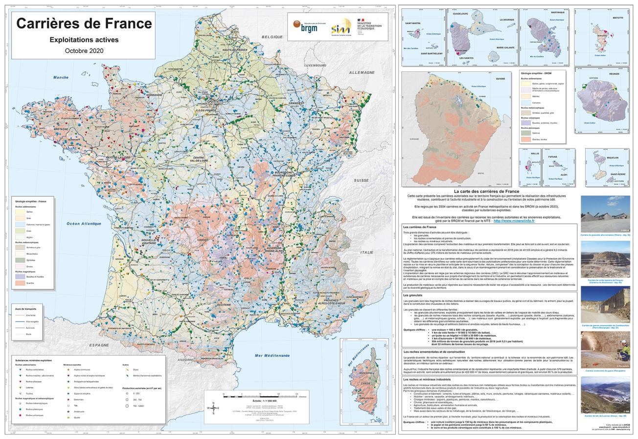 Carrières de France - Exploitations actives en 2020
