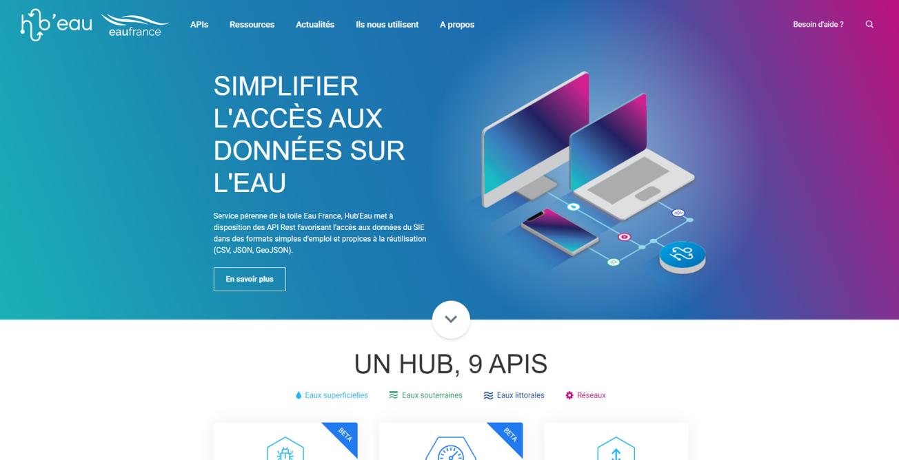 Hub'Eau home page