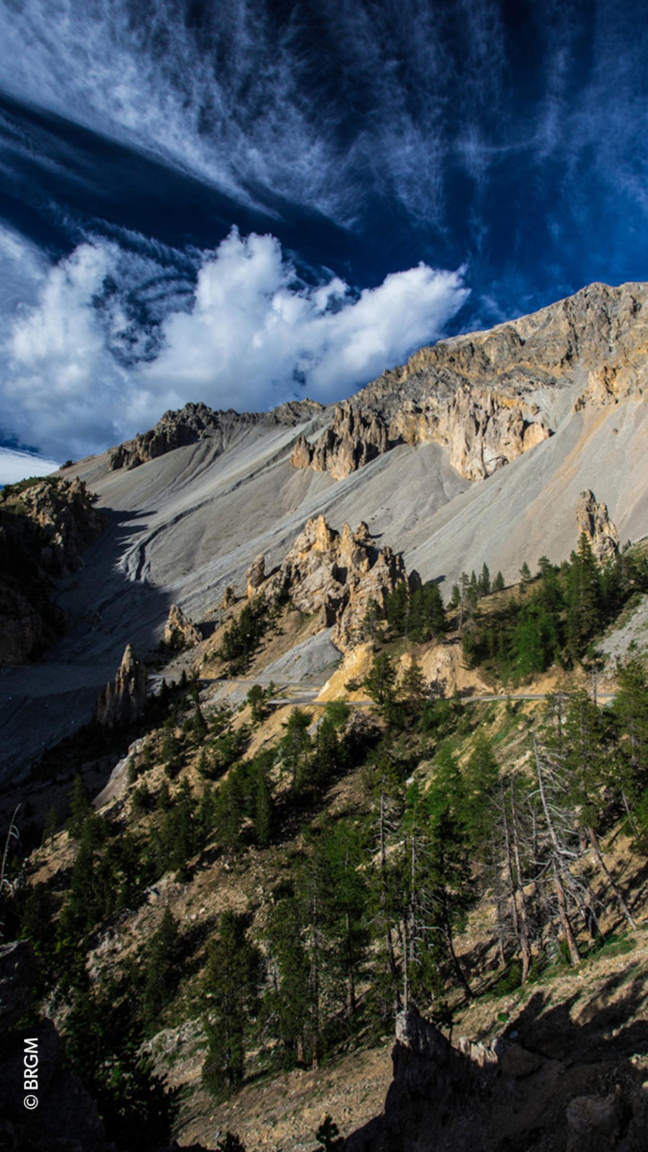 Differential erosion of the limestone rocks of the Izoard Pass, Haute-Alpes