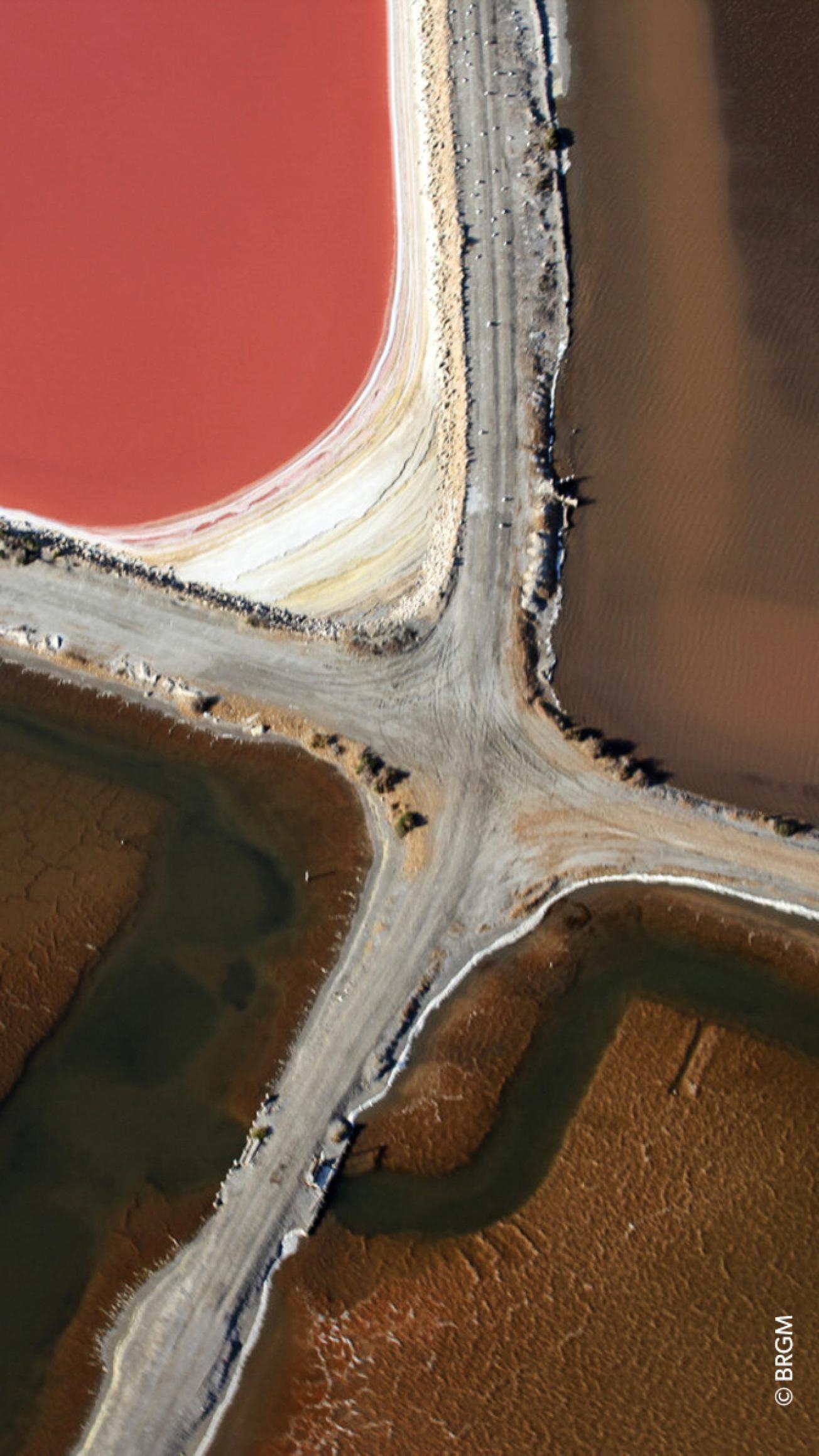 Aerial view of the Aigues-Mortes salt works, Gard