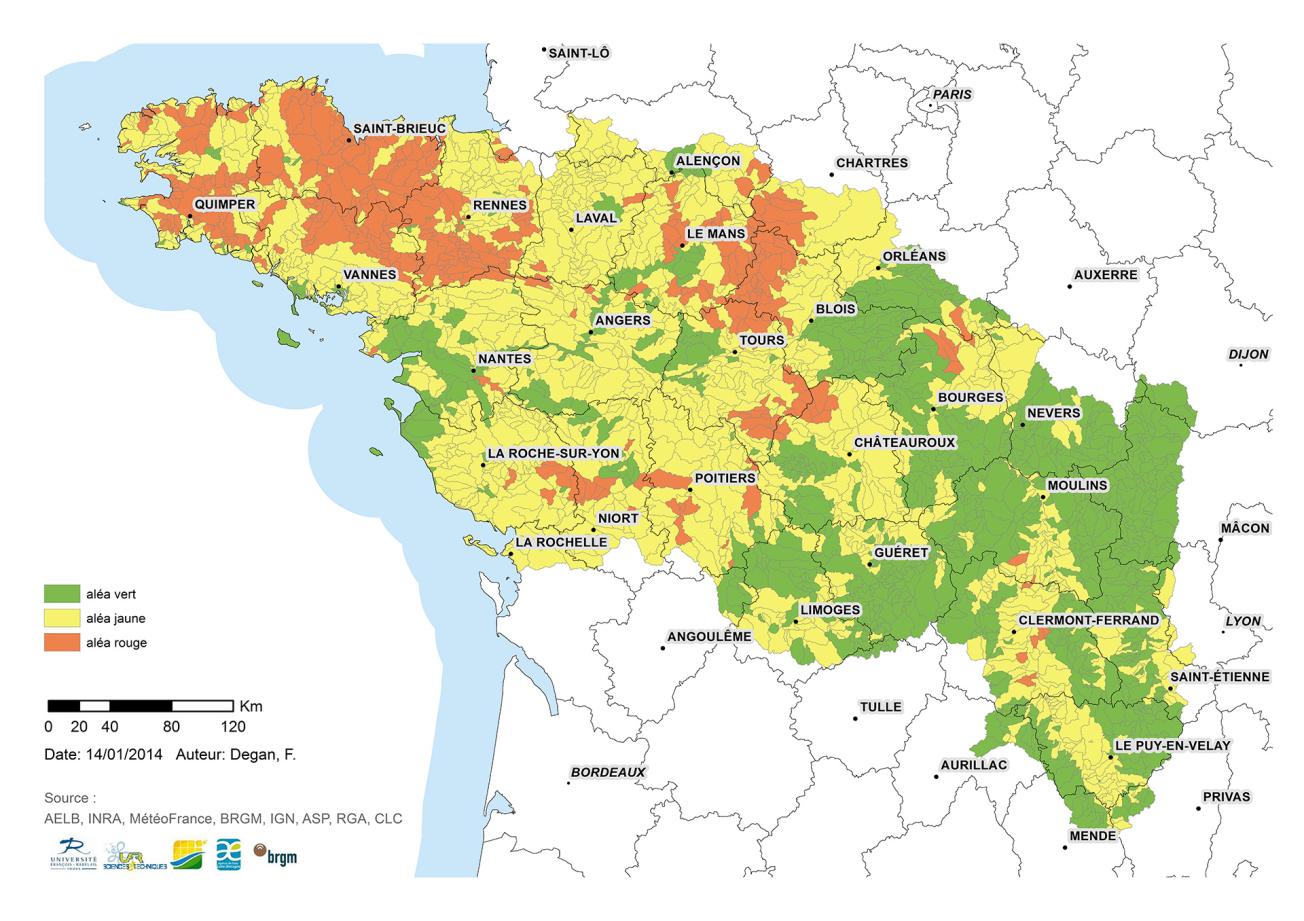 Cartographie de l'aléa érosif dans le bassin Loire-Bretagne