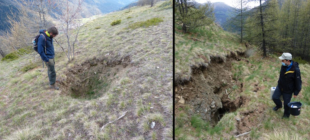 Glissement du Pas de l’Ours en 2021 dans le Queyras (Hautes-Alpes) : indices flagrants d’instabilités présents sur le plateau sommital dans la zone réactivée ou en amont.