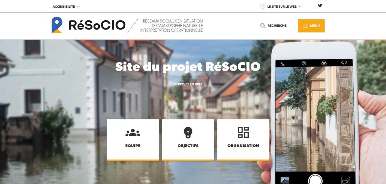 Page d'accueil du site web du projet RéSoCIO