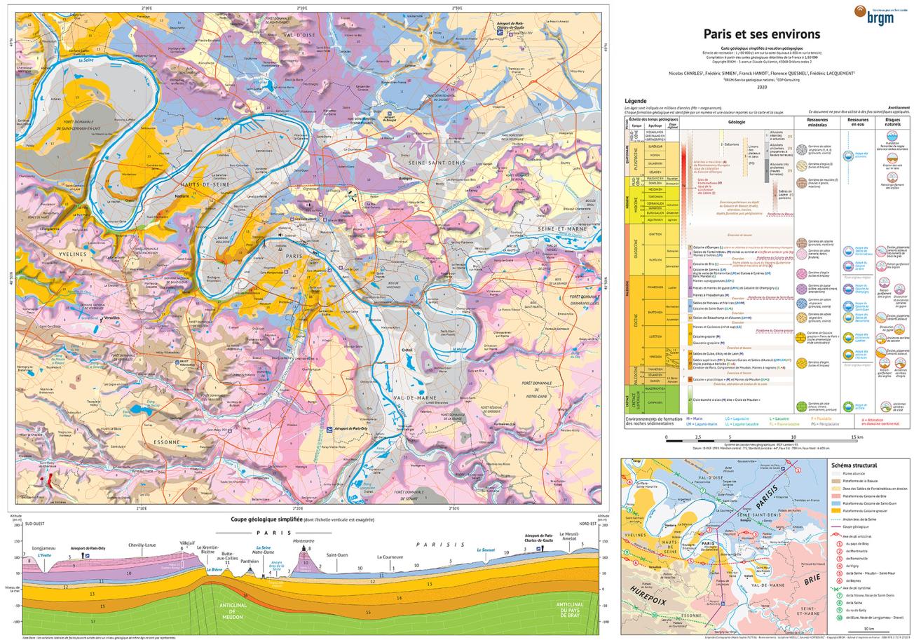 Carte géologique pédagogique de Paris et ses environs.