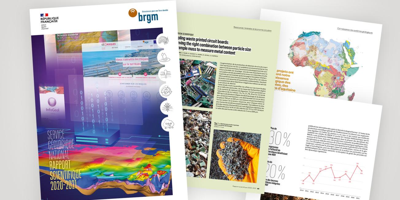 Cover and extracts from the BRGM science report for 2020-2021