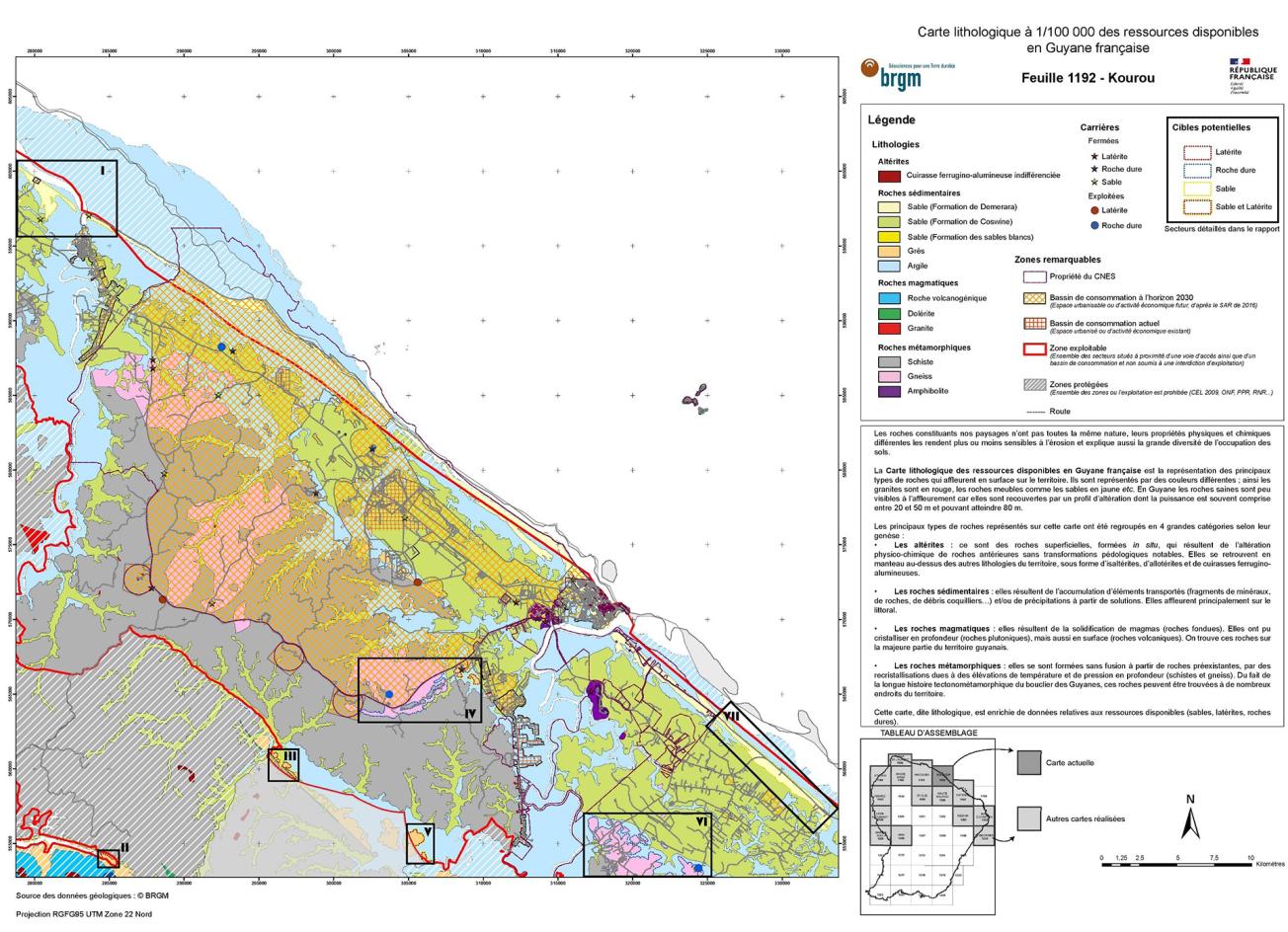 Example of a 1:100 000 lithological map available in the BRGM atlas 
