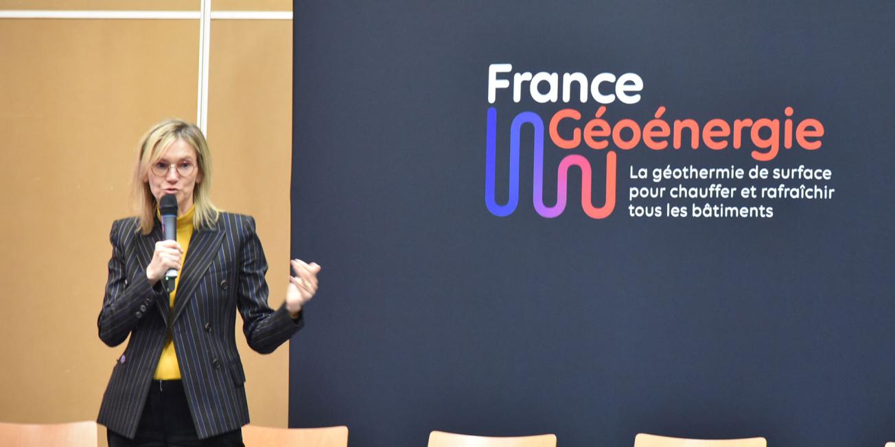 Lancement du collectif France Géoénergie à l'occasion du Salon des Maires et des Collectivités Locales 2022, en présence de la ministre de la Transition énergétique Agnès Pannier-Runacher.