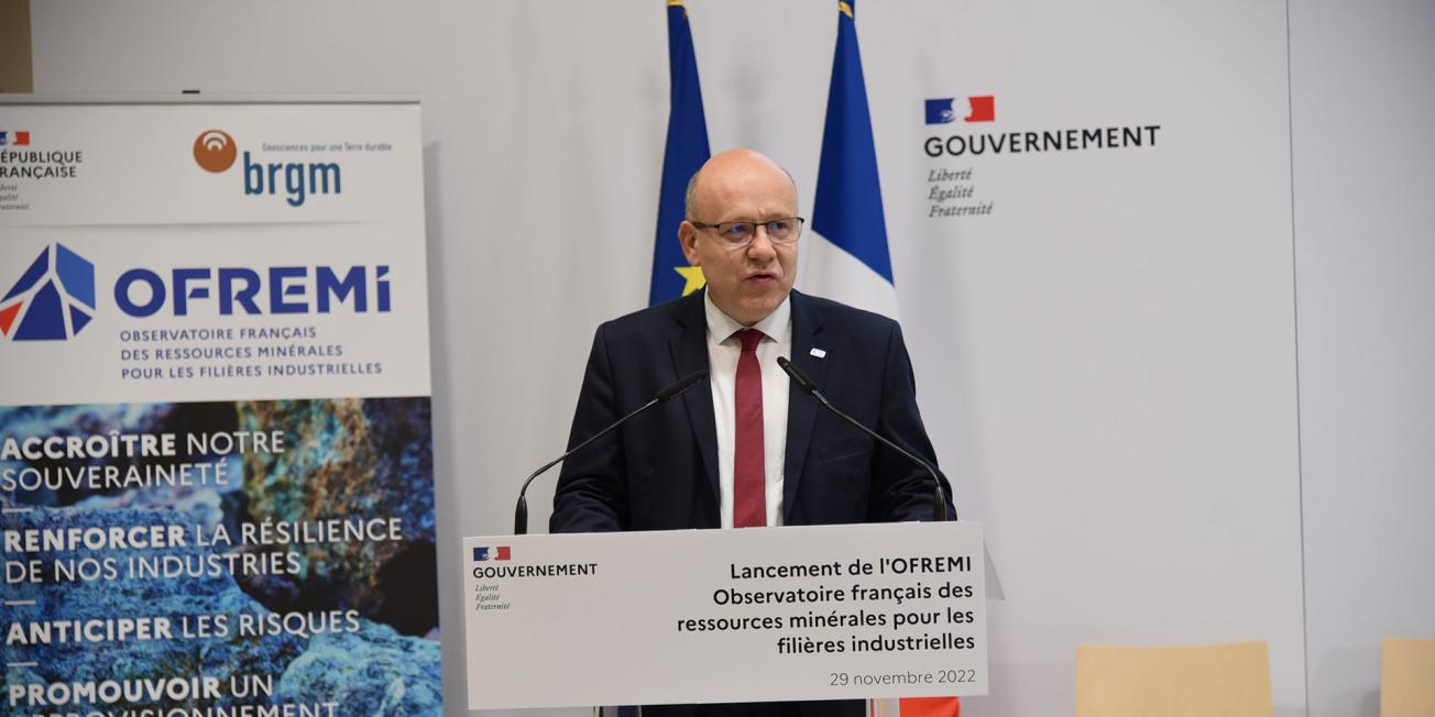 Lancement de l’OFREMI (Observatoire français des ressources minérales pour les filières industrielles), le 29 novembre 2022 à Paris.