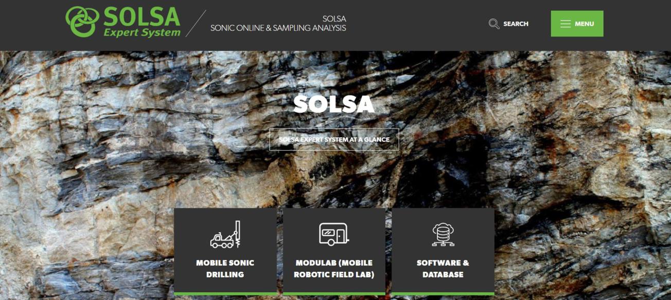 Page d'accueil du site web SOLSA.