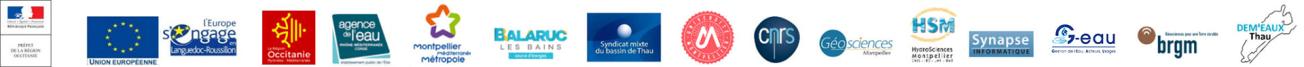 Logos des financeurs et partenaires du projet Dem’Eaux Thau.