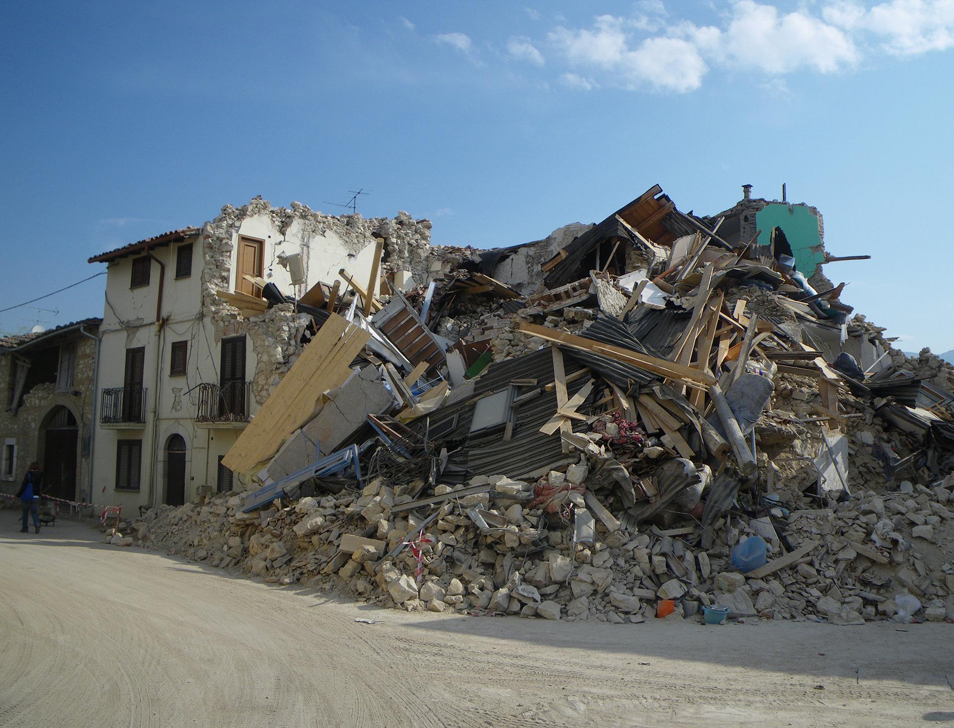Collapse of houses following the Abruzzo earthquake in Italy 