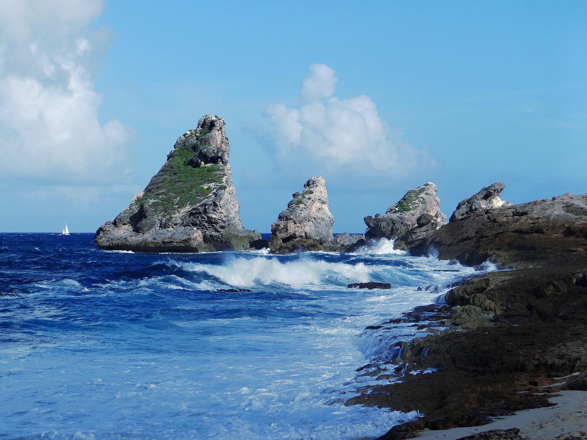 The coastline of the Pointe des Châteaux in Guadeloupe 