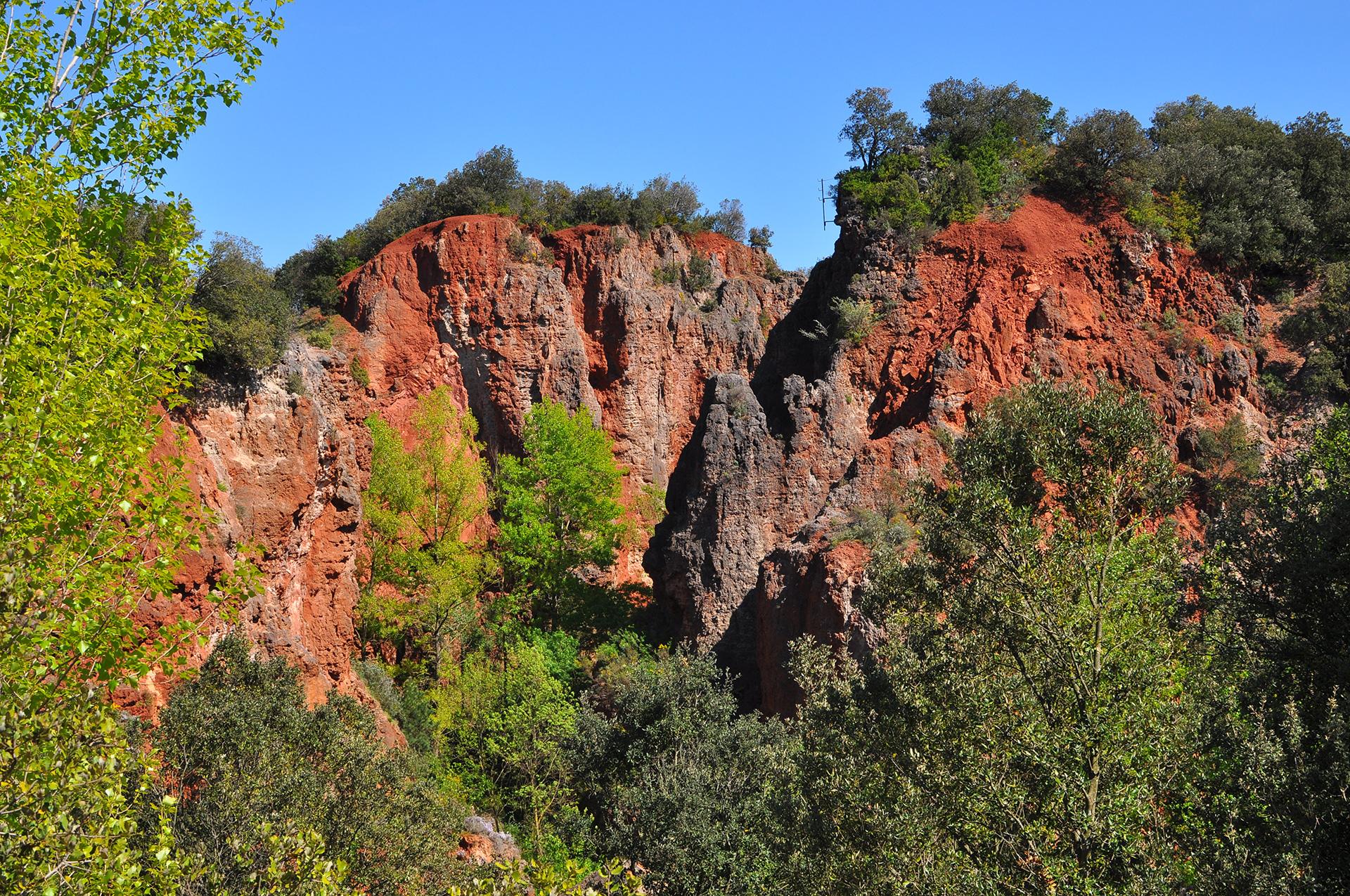 Bauxite pile in a paleokarst, Occitanie region 