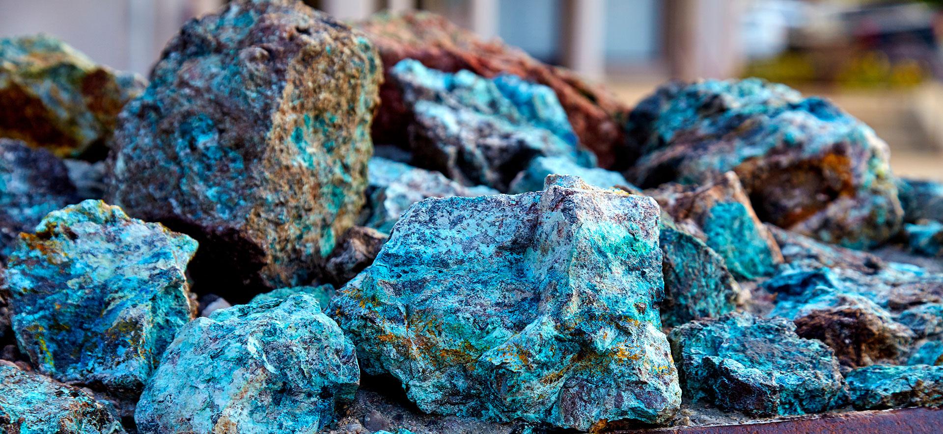 Rough copper ores.