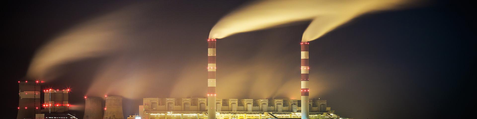 View of steam emissions from a nuclear power plant, Poland