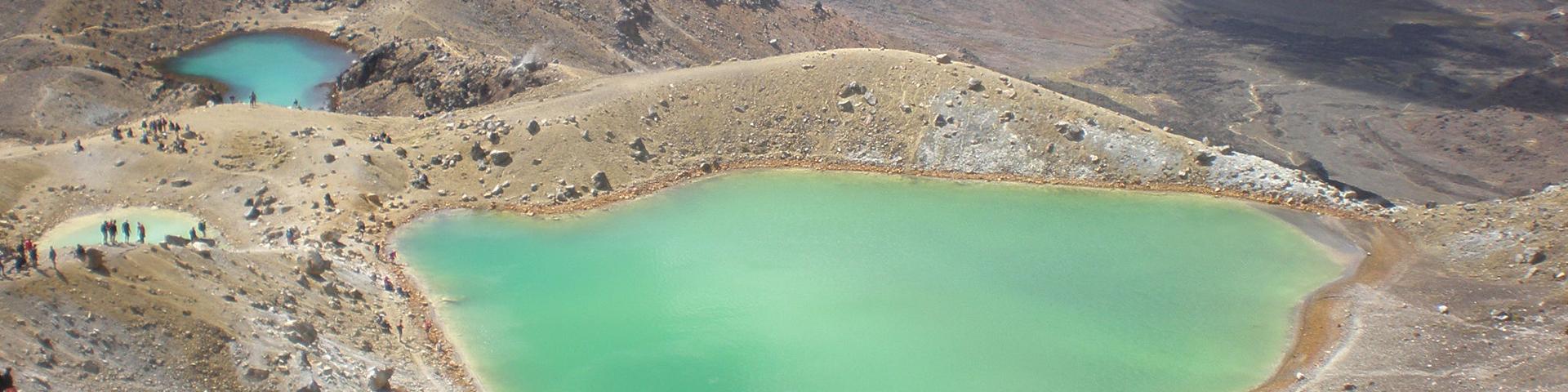 Coloured volcanic lakes, New-Zealand