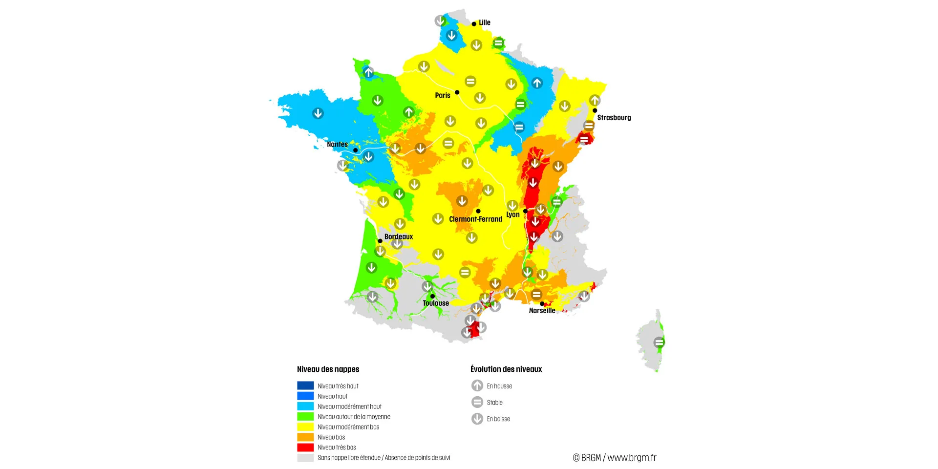Carte de France de la situation des nappes au 1er septembre 2023.