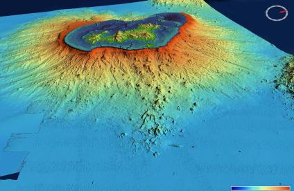 Reliefs sous-marins au large de Mayotte, relevés dans le cadre des missions océanographiques menées autour de la naissance d'un nouveau volcan sous-marin 