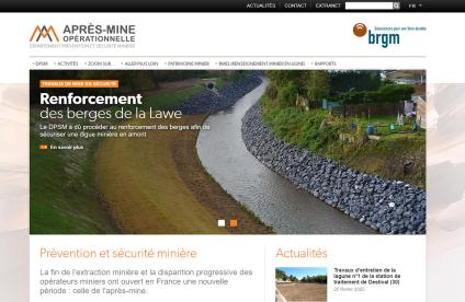 Page d’accueil du nouveau site web Après-mine opérationnelle 