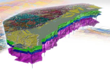 3D view to the north-west across the Alsace plain and the Vosges Range 