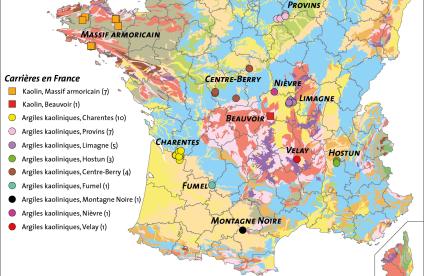 Quarries exploiting kaolin and kaolinic clays in France 