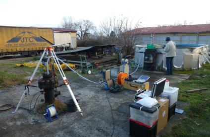 Sampling fluids from the geothermal well at Litomerice in the Czech Republic 