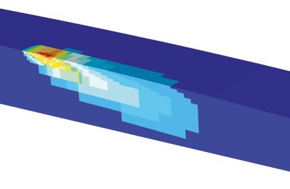 Pollution plume simulated using the MARTHE® modelling software 