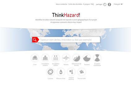 Page d’accueil de ThinkHazard! 