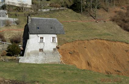 A mountain house destroyed by a landslip near Gazost, Hautes-Pyrenees 