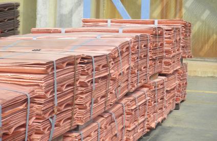 Copper cathodes from the Las Cruces mine