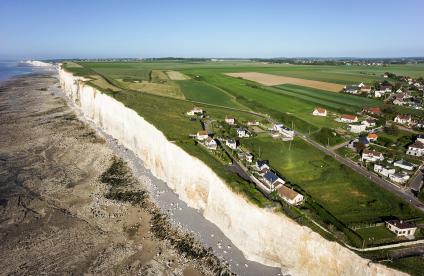 Campagne de mesure photogrammétrique par drone sur les falaises de craie de Criel-sur-Mer, Seine-Maritime