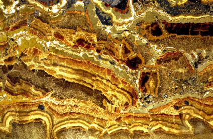 Echantillon poli de minerai rubanné de zinc, Gard