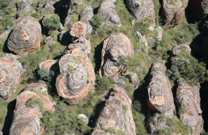 Aerial view of the sandstone of the Bungle Bungle range, Australia