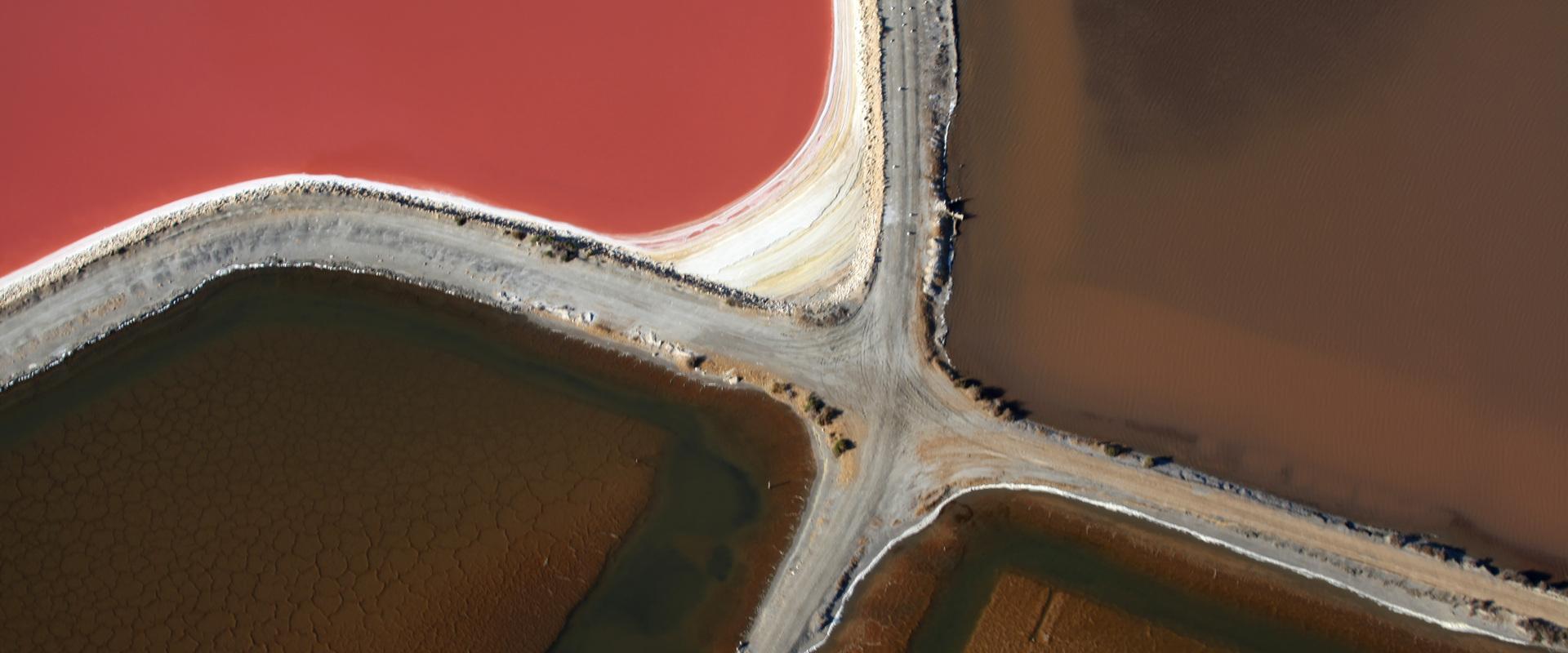 Aerial view of the Aigues-Mortes saltworks, Gard