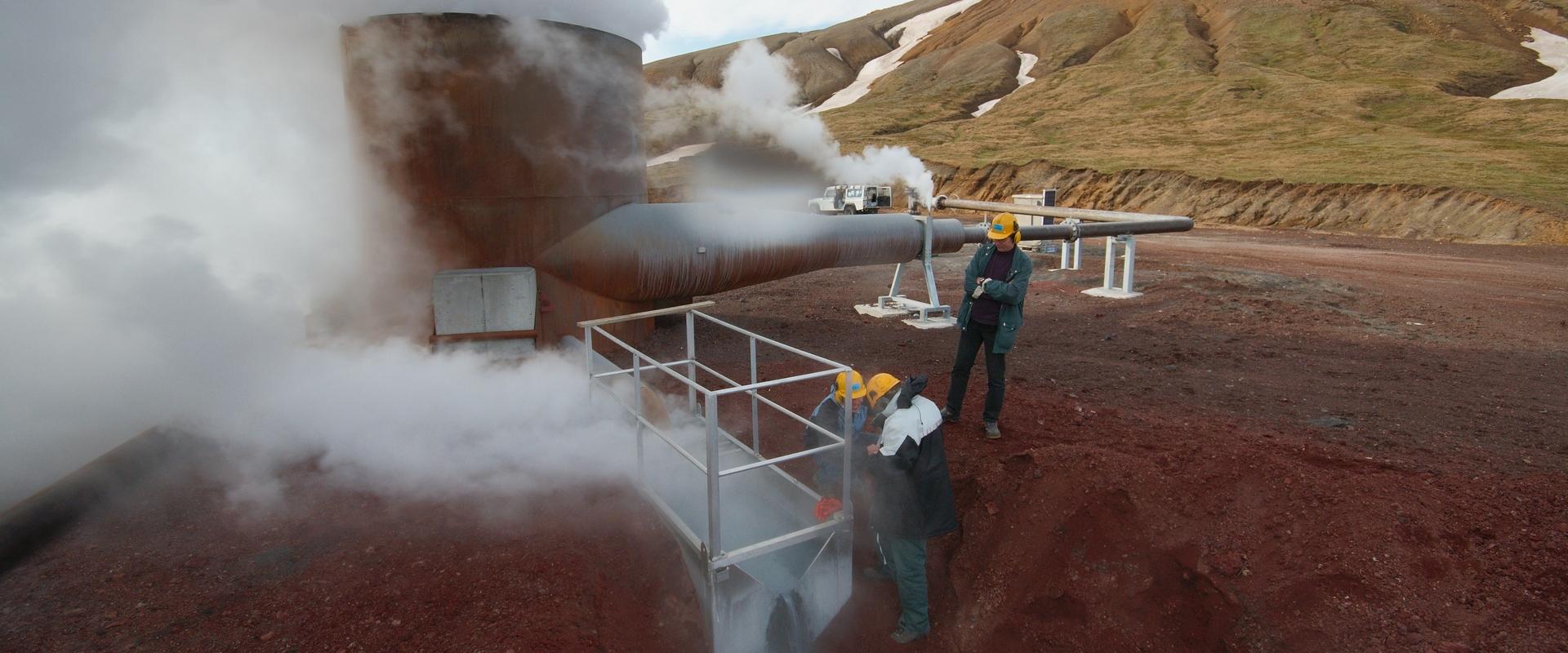 Sampling operation at a geothermal well, Iceland
