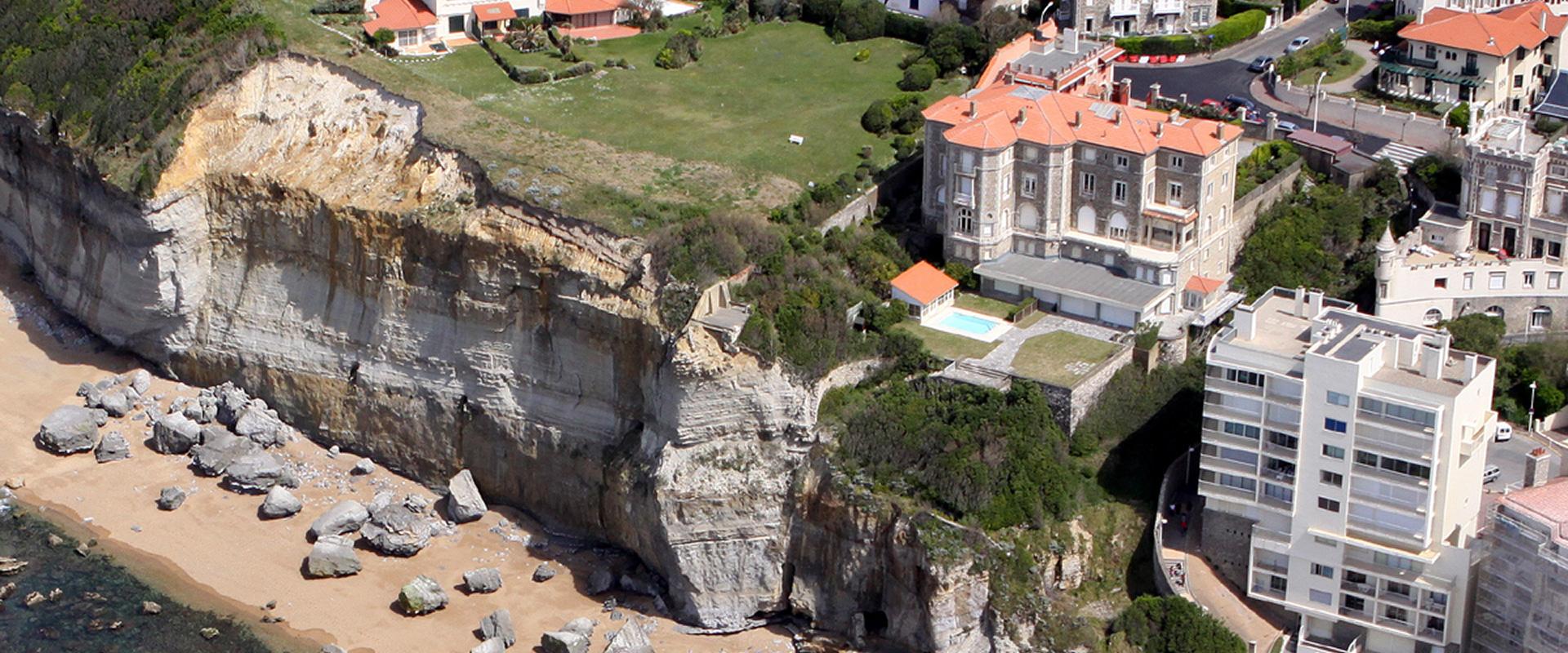 A rockfall from the Miramar cliff, Biarritz
