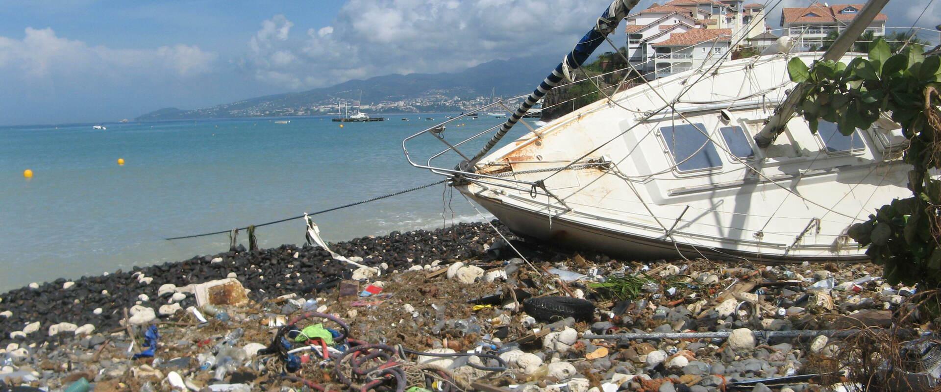 Les impacts sur une plage au lendemain de la houle cyclonique OMAR, Martinique